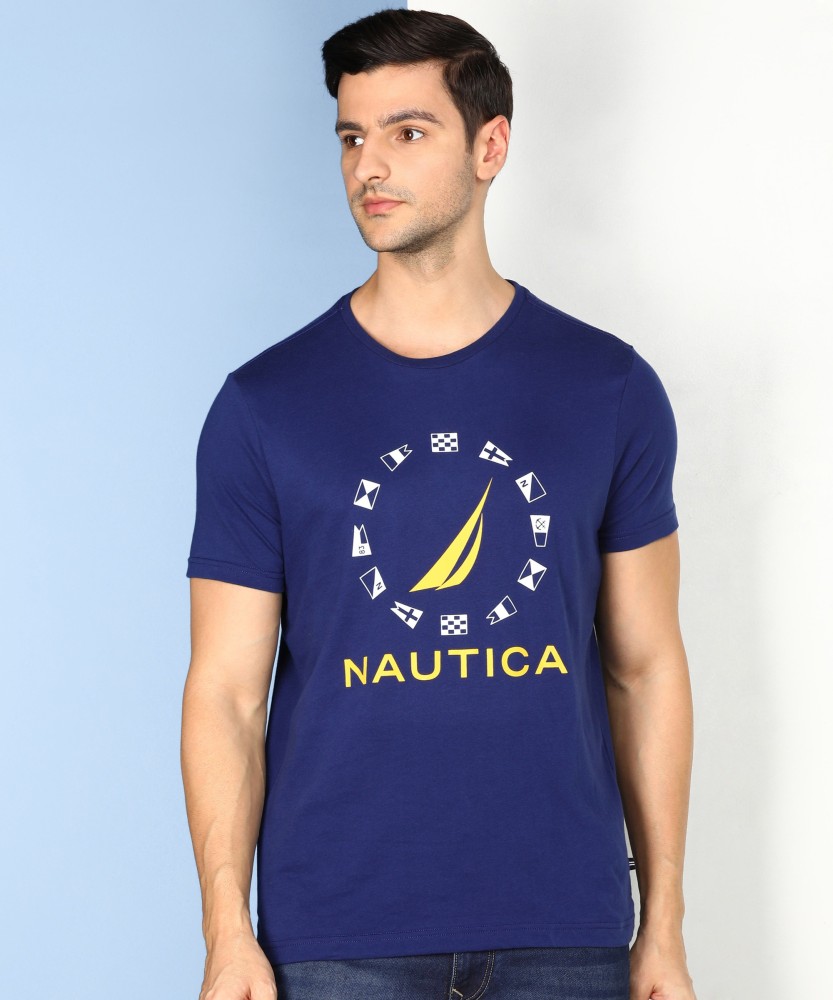 Nautica Mens Nautica 1983 Logo Graphic T-Shirt Blue Size Large New