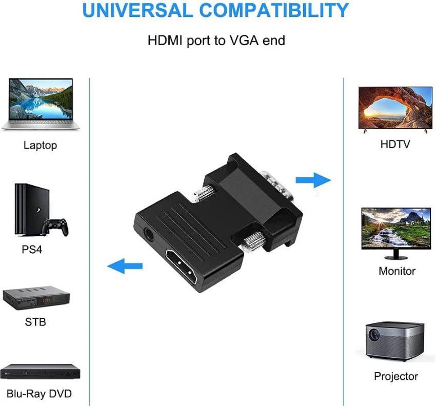 Adaptateur HDMI 1080p M (entrée)->VGA+Audio jack 3.5 • Neklan