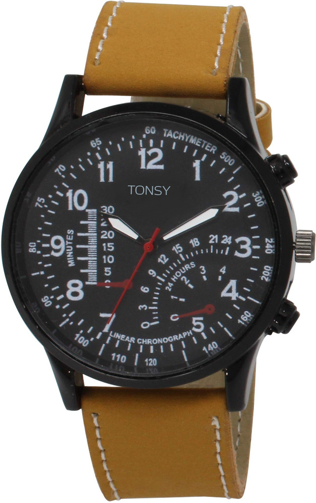 TONSY Temperature Show Analogue Brown Strap Watch for Men s Men s