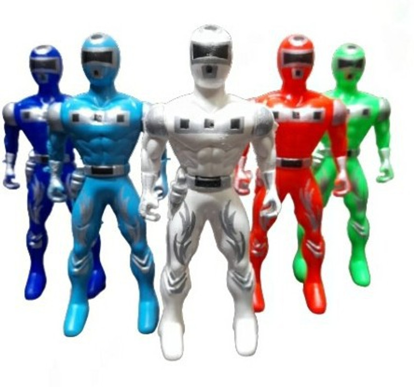 Q8 Twinkle Power Rangers Action Figure Super Hero Toy Set For Kids 12 cm Multi Colour Pack of 5