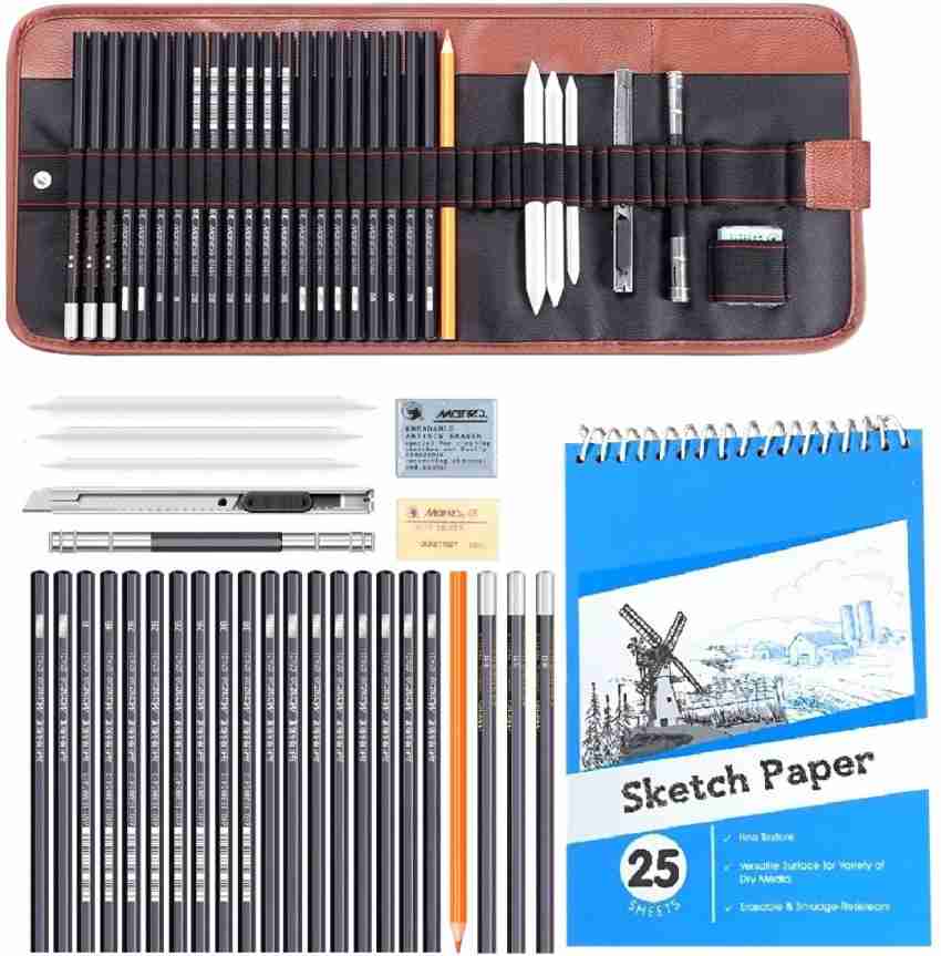 Southstar Sketching Pencil Set, Drawing Pencils and Sketch Kit,30-piece Complete Artist Kit Includes Graphite Pencils,Charcoal Pencils, Paper Erasable