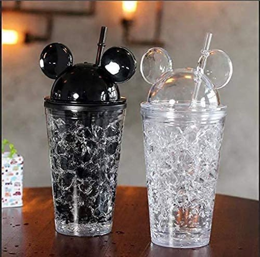 MSA 1- PCS Mickey Sipper Bottle Acrylic Frosty Plastic Glass Sipper/Tumbler  with Straw and Lid (450 ML)(Multi Color) : .in: Home & Kitchen