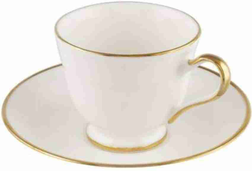 PKMSHO Pack of 12 Bone China Golden Line and Handel Tea Cup with