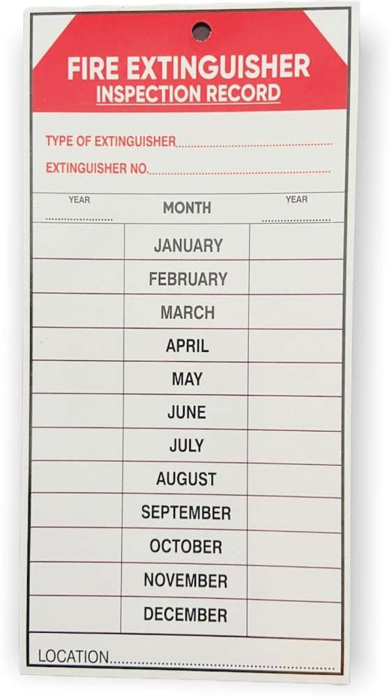 Fire extinguisher monthly inspection on sale card