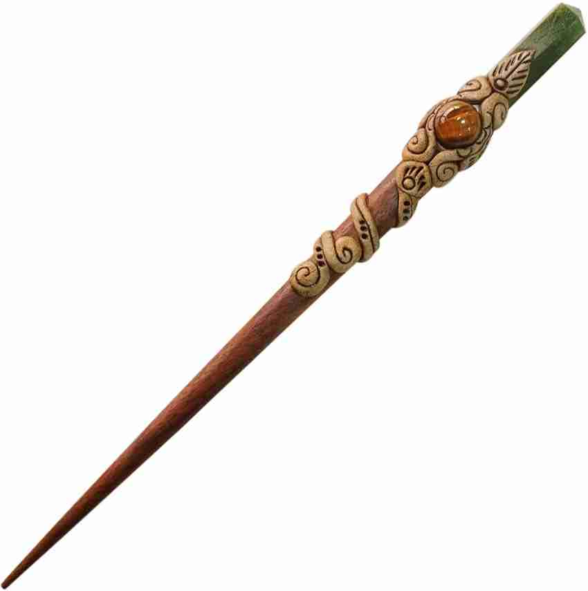 Shubhanjali Green Jade Wooden Bun Hair Stick,Crystal Point Stick