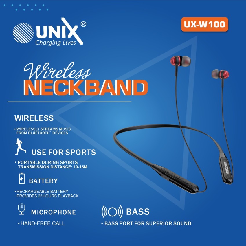 Unix WIRELESS NECKBAND 25 Hours Battery Backup Bluetooth Headset