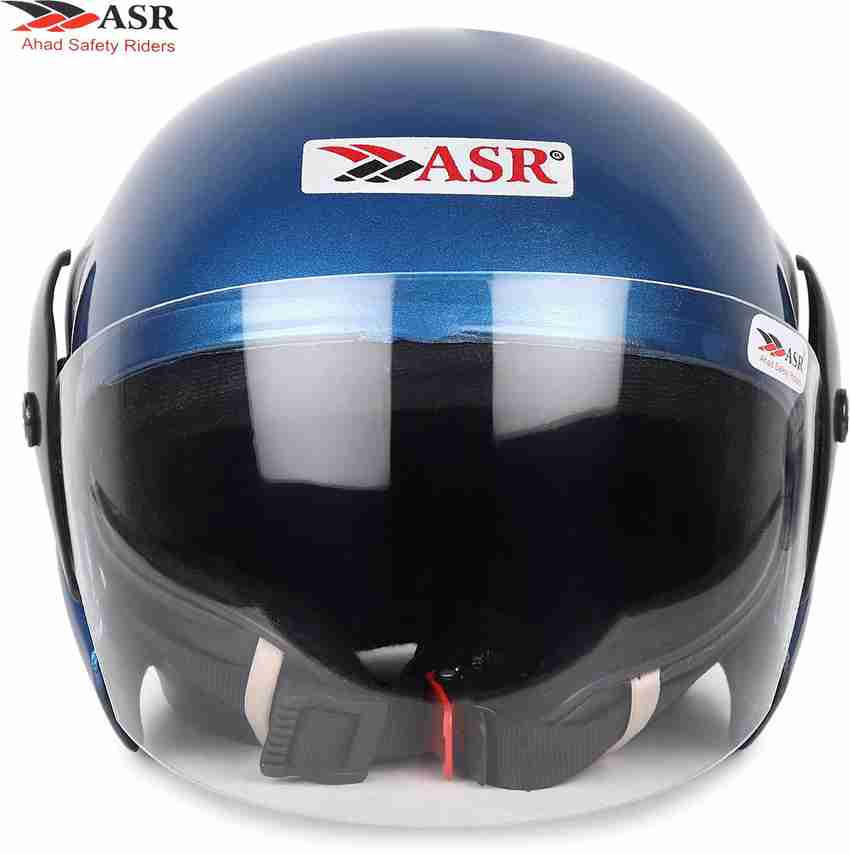 ASR Ahad Safety Riders Ezee half face helmet blue for kids girls and boys scooty Motorbike Helmet