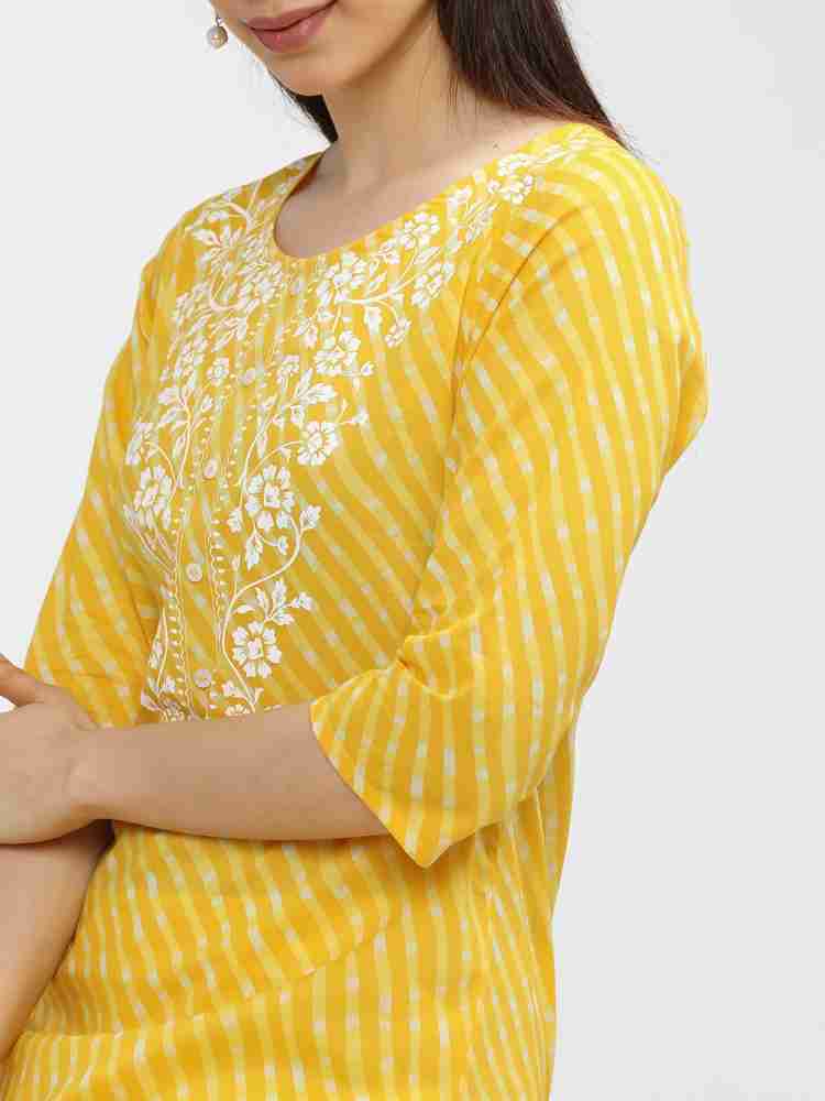 Vishudh Women Yellow Printed Straight Fit Palazzos