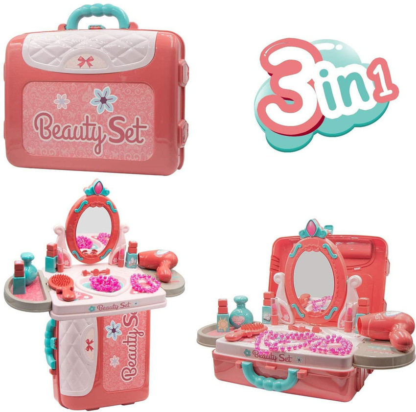 LOGICMART 3 in 1 beauty dressing set for kids makeup suitcase bag
