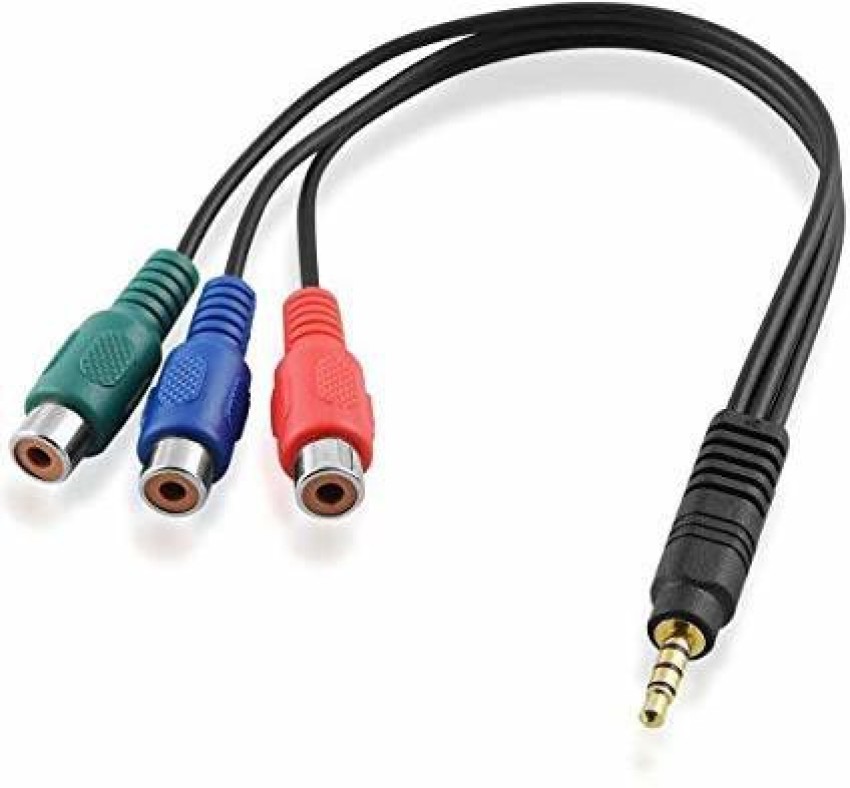 Darahs TV-out Cable 3.5 to RCA Audio Splitter Cable, 3.5mm Mini 1/8 TRS  Stereo Male to 3 RCA Female Jack Adapter Cord - 25cm (Color May Very)-3.5mm  Male Straight to 3RCA Female 