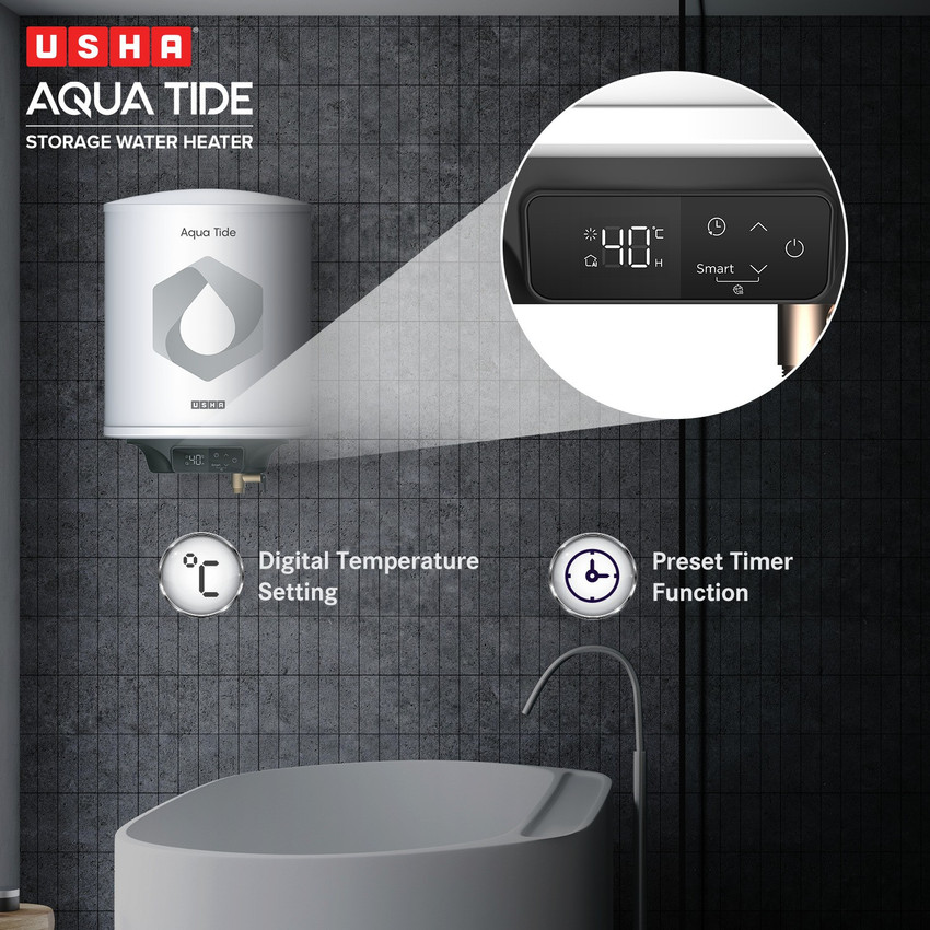 USHA 25 L Storage Water Geyser (Aqua Tide, White, Grey, Black) Price in  India - Buy USHA 25 L Storage Water Geyser (Aqua Tide, White, Grey, Black)  online at Flipkart.com