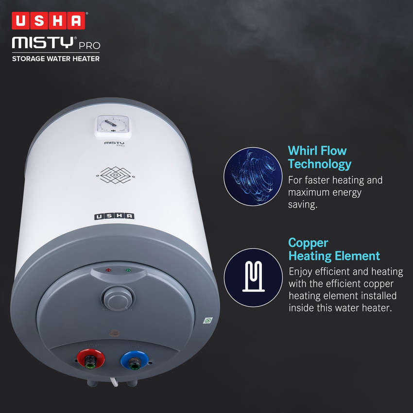 USHA 15 L Storage Water Geyser (Misty Pro, Twinkling Grey) Price in India -  Buy USHA 15 L Storage Water Geyser (Misty Pro, Twinkling Grey) online at  Flipkart.com