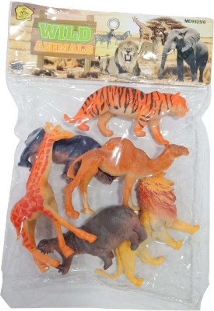 SR Toys Cartoon Animal Wild Animals Figures Set for Kids Educational Toy Learning Toy Big Size Pack of 6 Wild Animals Cartoon Animal Wild Animals Figures Set for Kids Educational Toy Learning