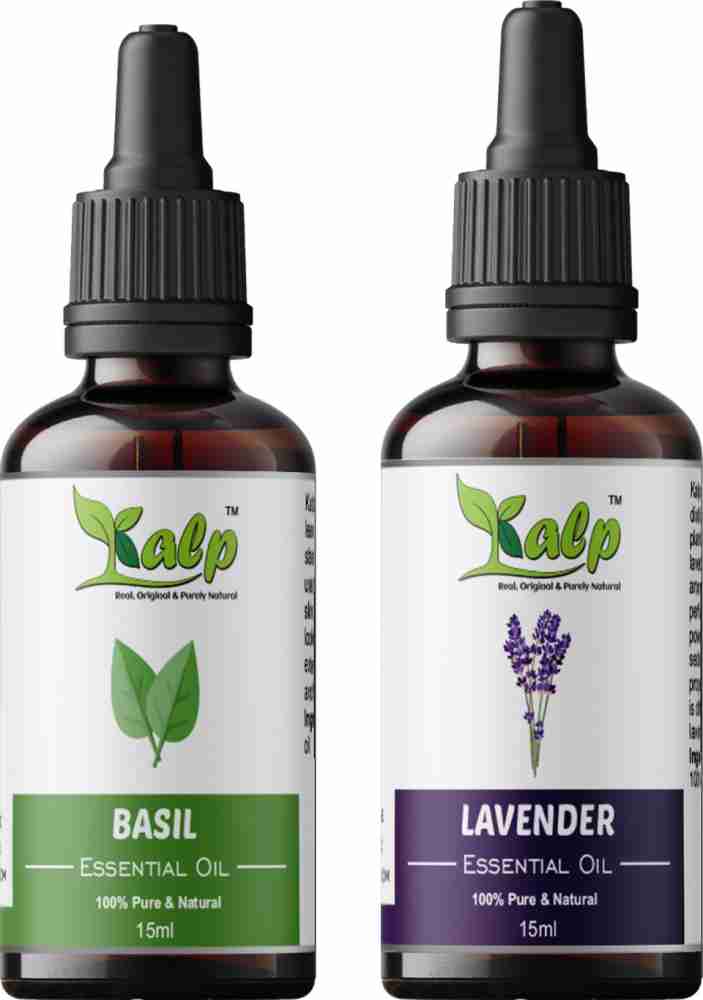 Kalp Natural Basil Essential Oil Lavender Essential Oil Pack Of