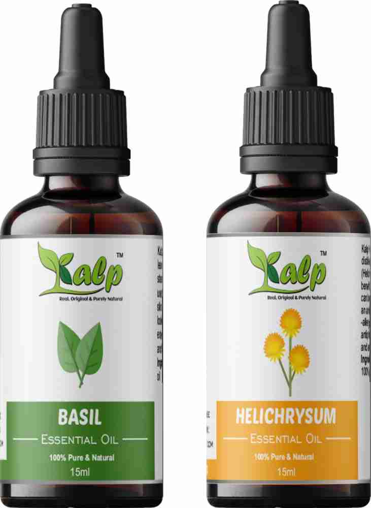 Kalp Natural Basil Essential Oil Helichrysum Essential Oil Pack