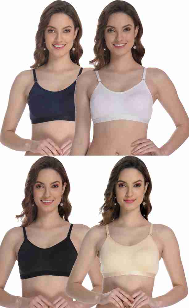 FIMS FIMS - Fashion is my style Women Cotton Sports Bra for Gym, Yoga,  Running Bra for Girls, Racer Back, Full Coverage, Multicolor, Cup B, White,  Pack of 1, Size- 30 Women