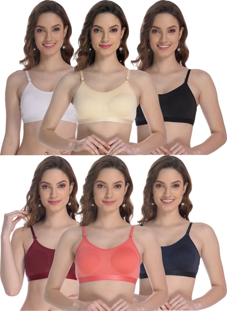 PACK OF 6 Women cotton Non padded sports bra lower branded brand
