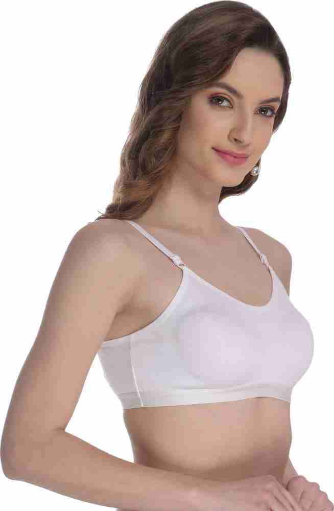 FIMS FIMS - Fashion is my style Women Cotton Sports Bra for Gym, Yoga,  Running Bra for Girls, Racer Back, Full Coverage, Multicolor, Cup B, White,  Pack of 1, Size- 30 Women