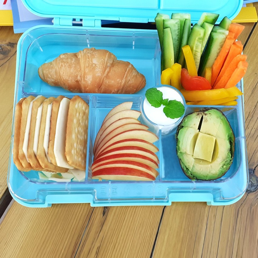 Eazy Kids 6 Compartment Bento Lunch Box w/ sandwich cutter- Unicorn Purple