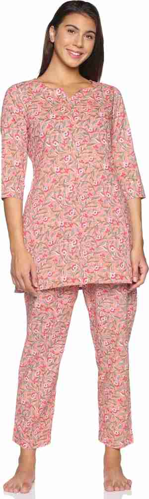 Deevisha Women Printed Pink Night Suit Set Price in India - Buy