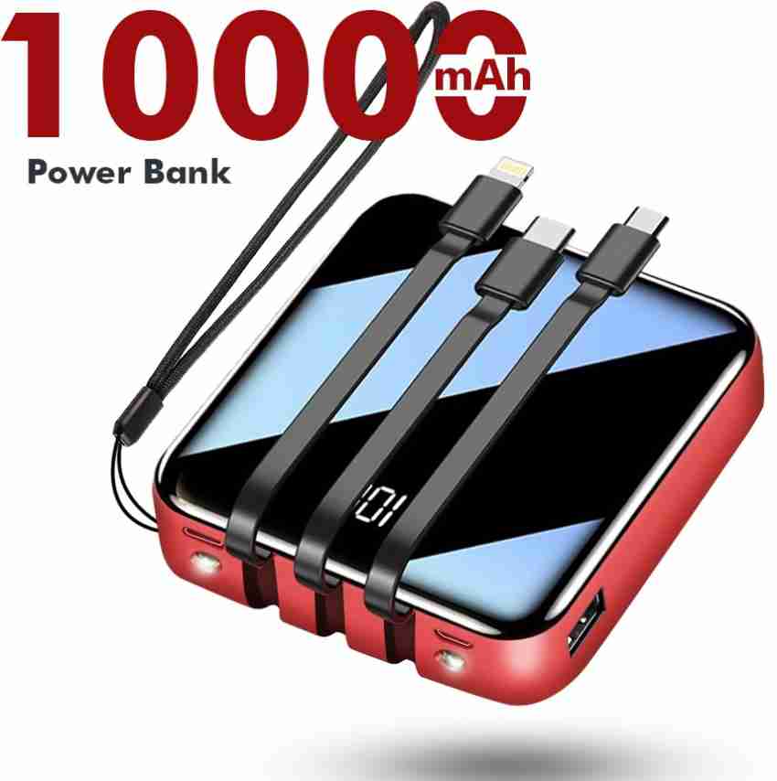 Benison India Built in 3 IN 1 Cable Portable Charger 10000 mAh Cell Phone  Battery Backup Ultra Slim Mini Power Bank with LCD Display Compatible with