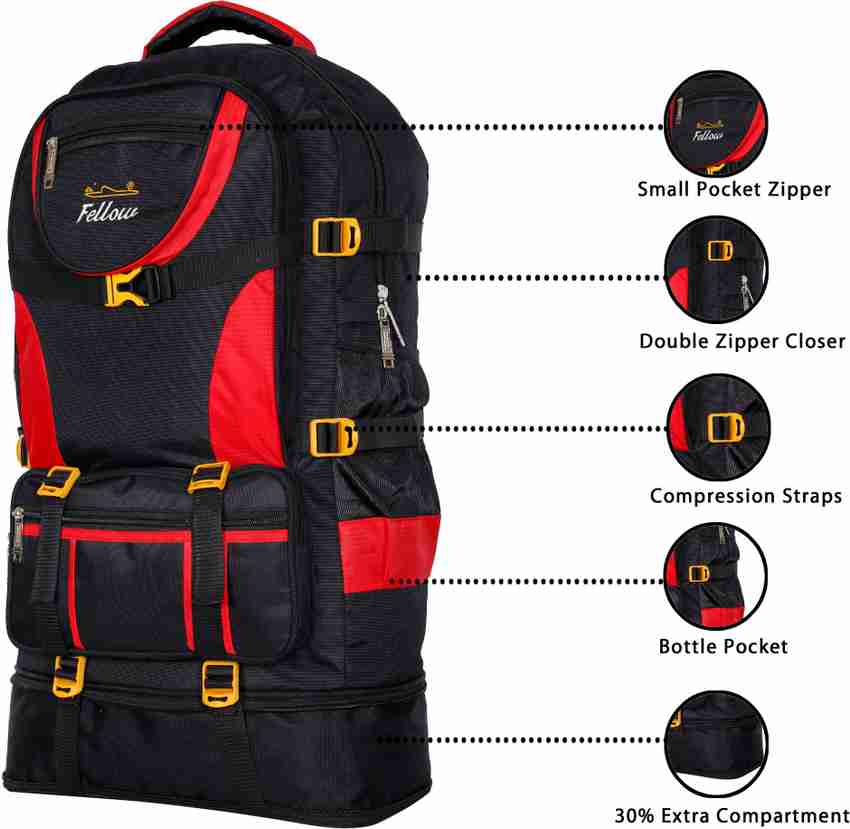 fellow Trekking bag travel bag luggage bag rucksack bag Rucksack 55 L Rucksack 50 L black Price in India Flipkart