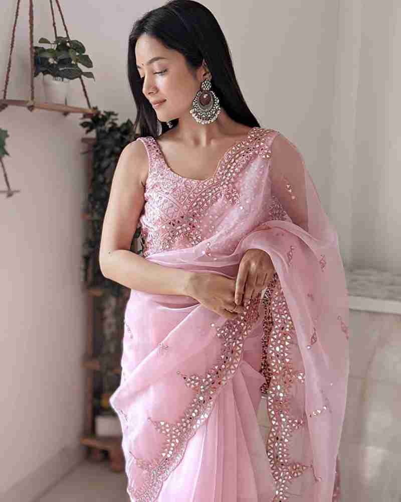 Buy infloura Embroidered Bollywood Organza Pink Sarees Online Best Price In India Flipkart