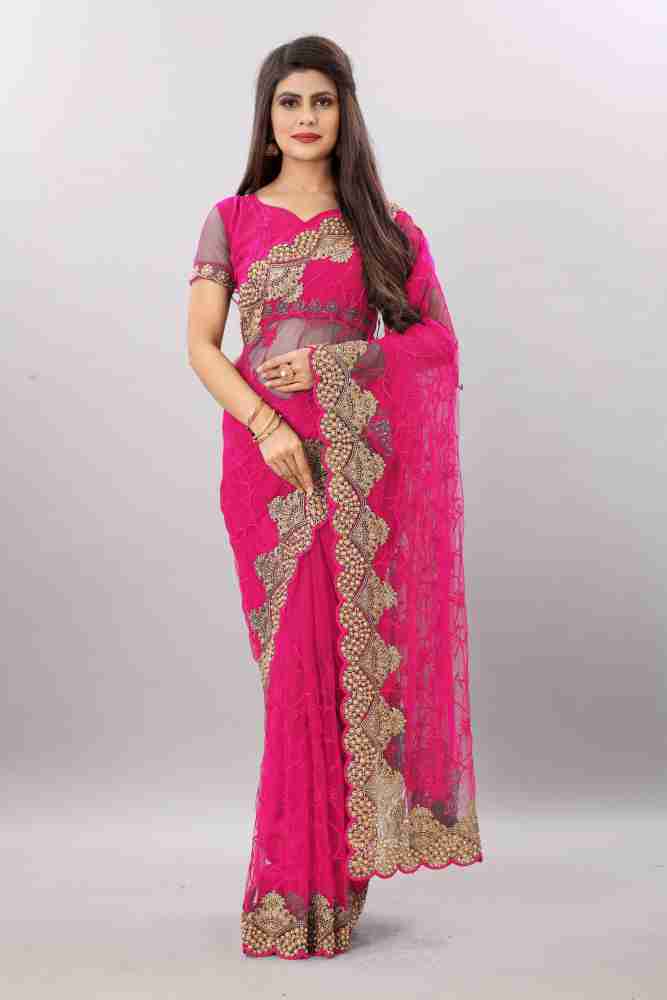 Designer net sale saree on flipkart