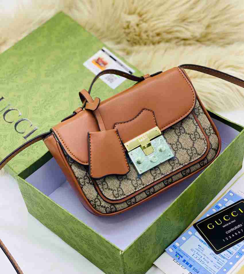 GGUCI Tan Shoulder Bag GUCCI PADLOCK MINI TAN Price in India