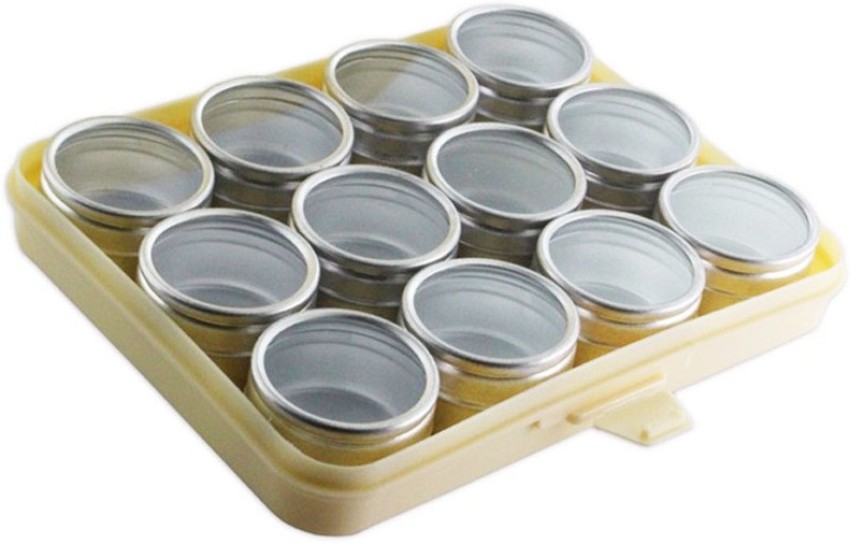 Luxuro Plastic Box with 12 metal Round Container Size: 30mm x 20mm