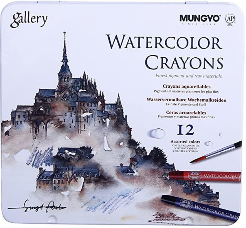 Mungyo Gallery Watercolour Crayons Tin Case - Set of 12  (MAC-12T)