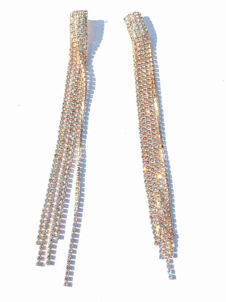  Buy memsaabfashions Trendy long crystal earrings latest  western long earrings for party Crystal Alloy, Crystal Drops & Danglers  Online at Best Prices in India