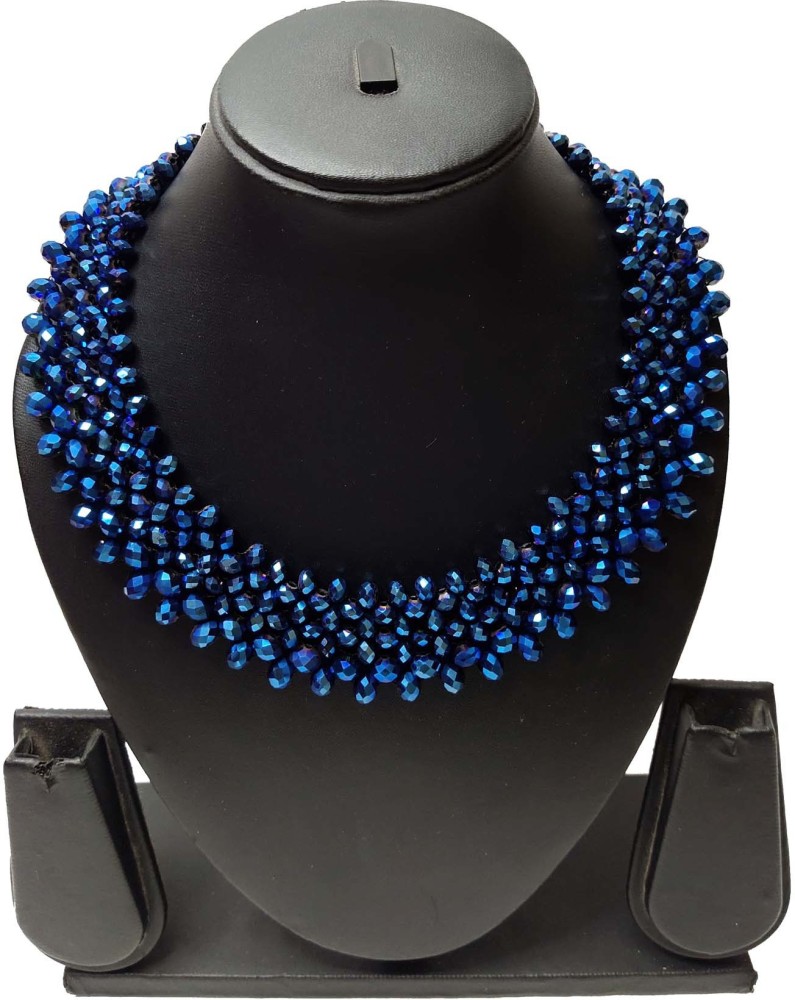 Dark blue necklace on sale set