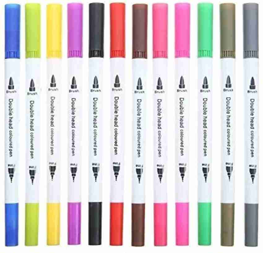 12pcs Black Dual Tip Kids Sketch Drawing Marker Pens