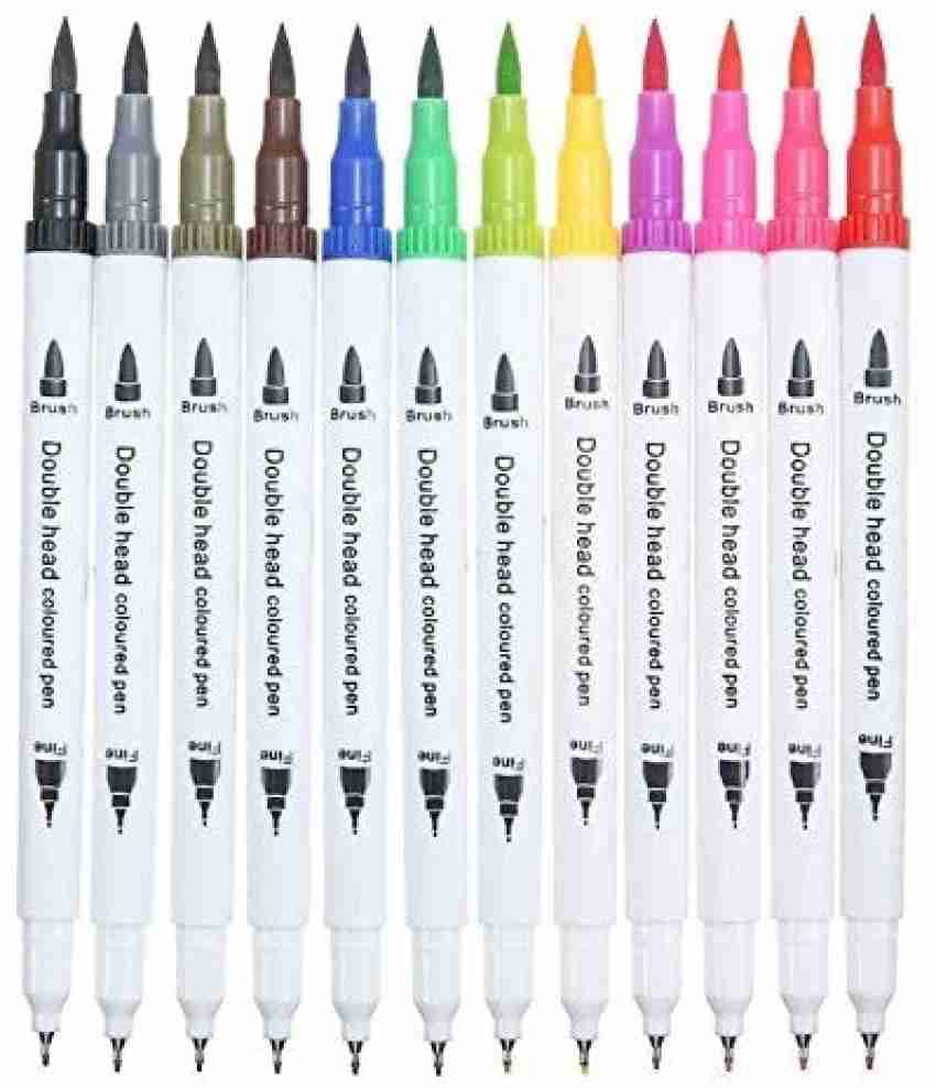 12pcs Dual Brush Pens Art Markers, Dual Tip Calligraphy Pens