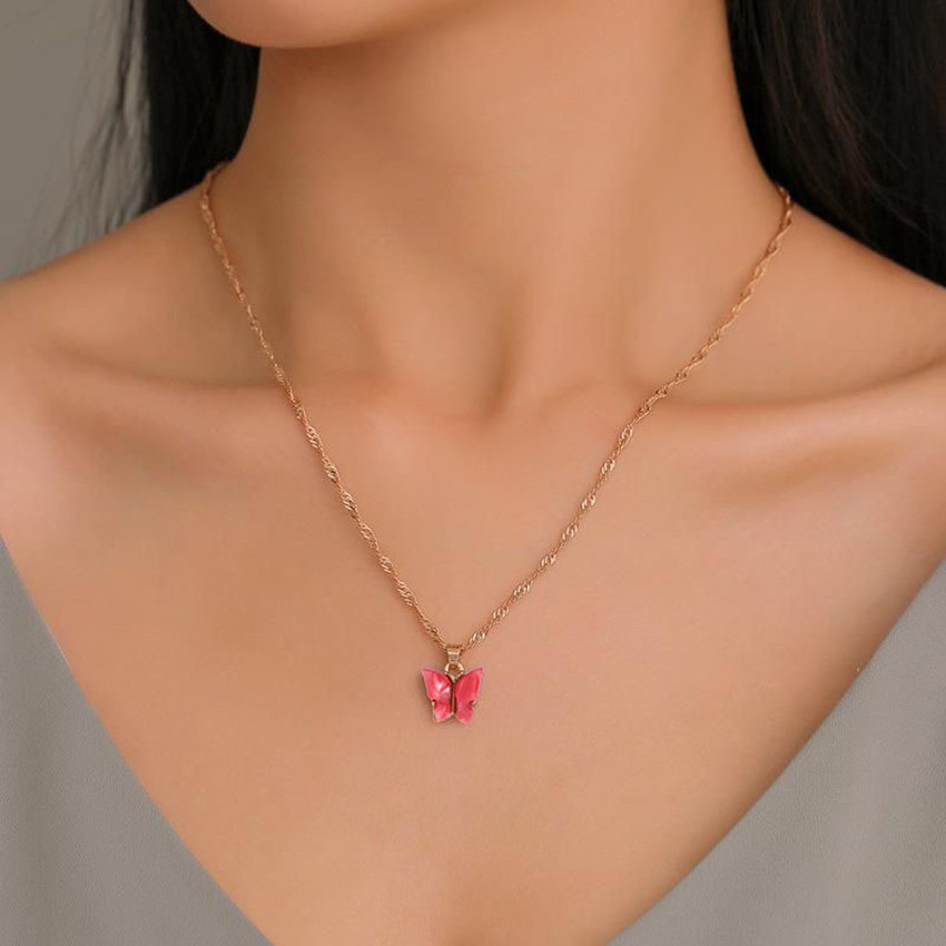 Red butterfly necklace top