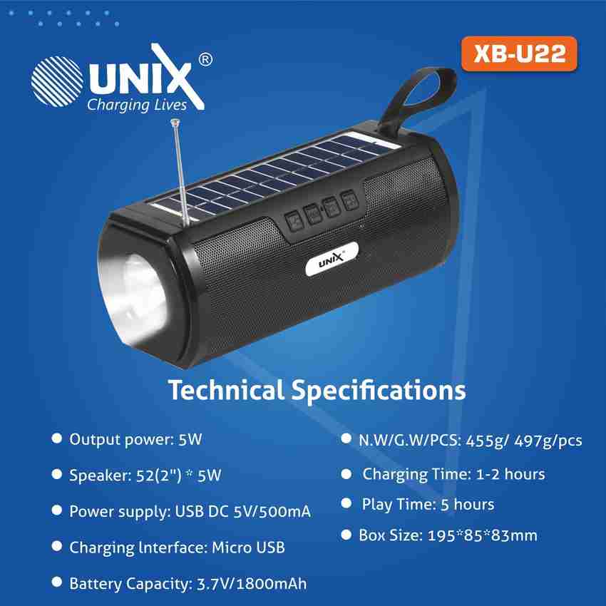 Buy Unix WIRELESS SPEAKER SOLAR TORCH RGB LED 5 W Bluetooth