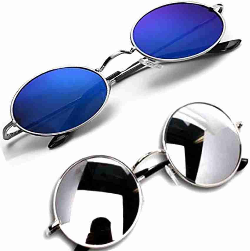 Buy neel work Round Sunglasses Blue, Silver For Men Online @ Best