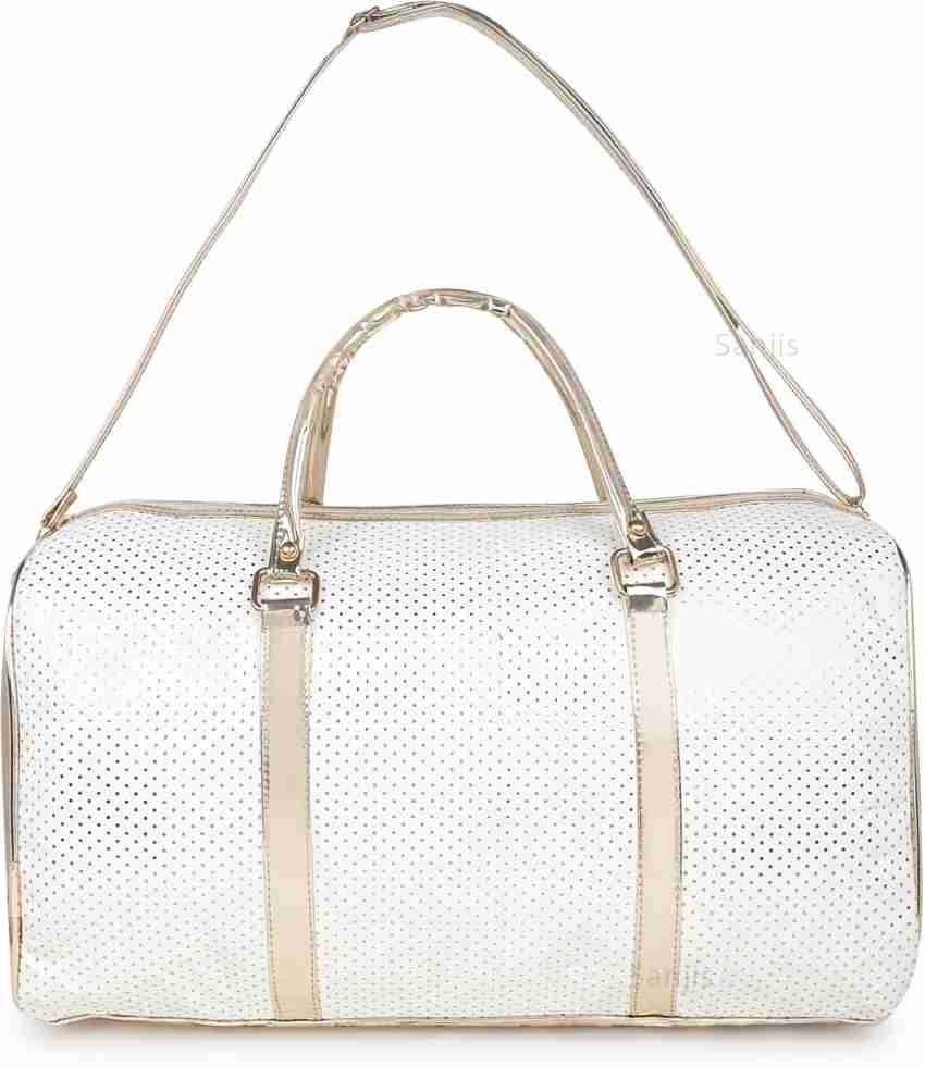 Sanjis Enterprise Beaded rexin/PU Leather Cute Trendy Duffel Bag Handbag  Overnight Weekender Travel Bag Purse Fancy Gym Tote Workout Bag for  Women,Mens Duffel Without Wheels White - Price in India