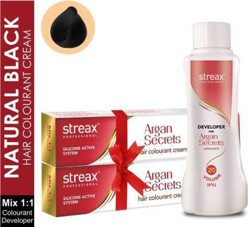 Streax Argan Hair Colourant No 1 90g Developer 20 V 250ml