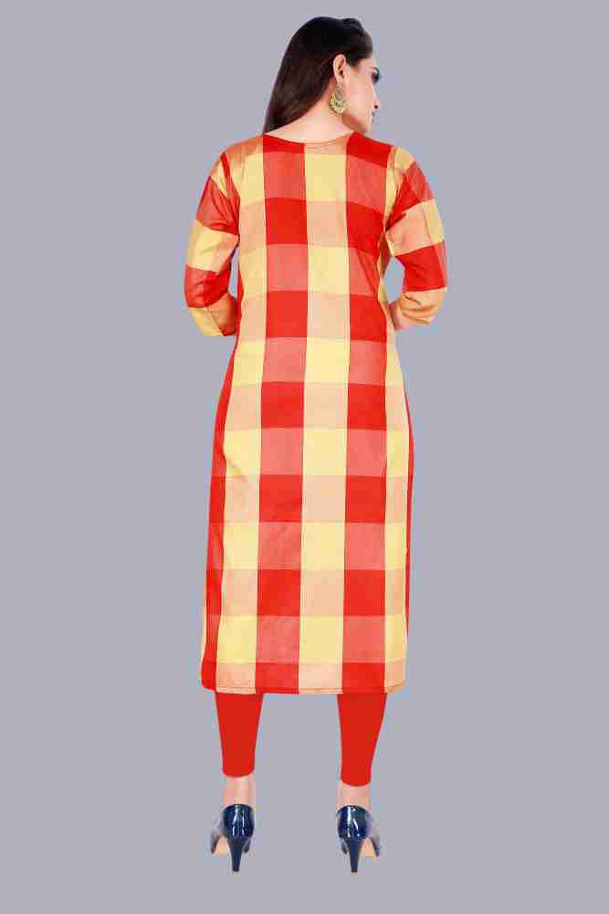 Red, Blue Straight Cotton Kurti ( Checkered Kurti) at Rs 290/piece in Delhi