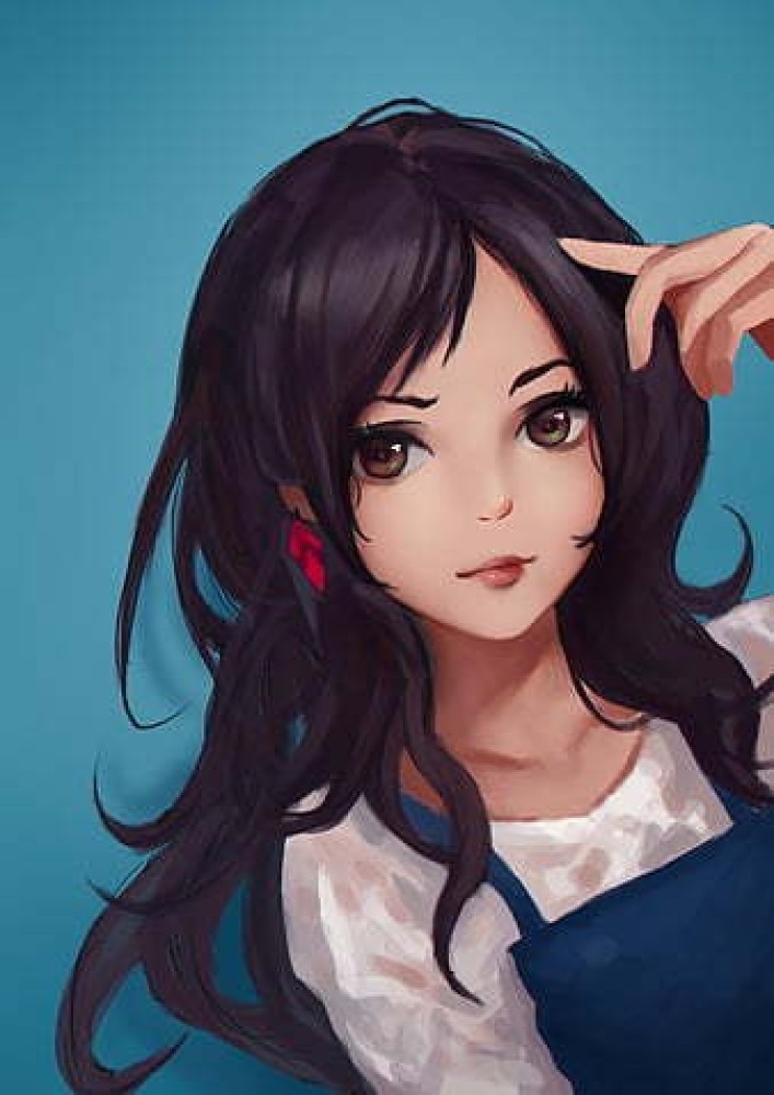 beautiful anime woman with medium-length brown hair,... | OpenArt