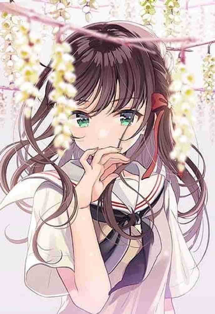 Anime girl outlet with flowers