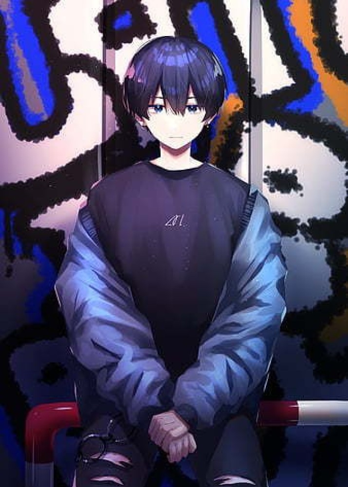 Anime boy blue hair suit earring smiling shoujo Anime HD phone  wallpaper  Peakpx