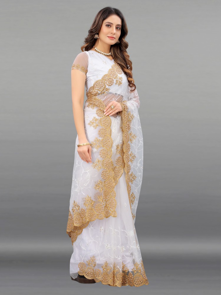 Designer net saree on on sale flipkart