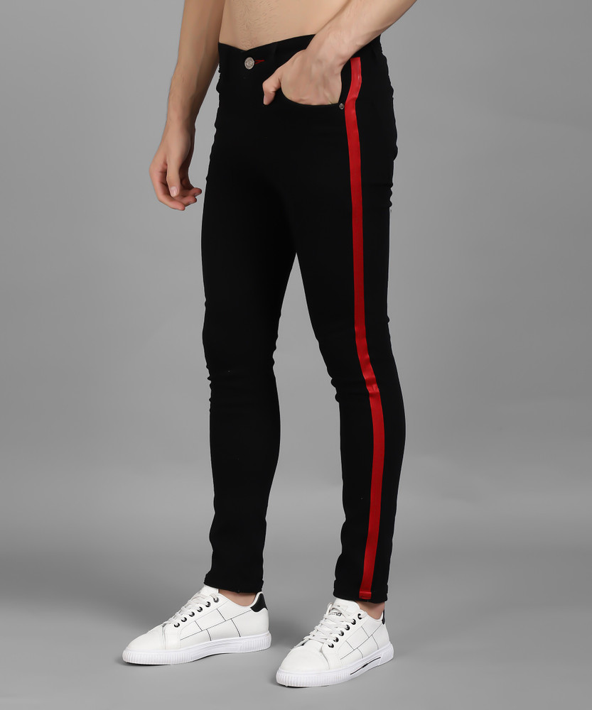Black jeans store with red stripe