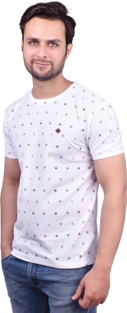 Buy Four Squares Pure Cotton Men's T Shirt (Light Pink_40) at