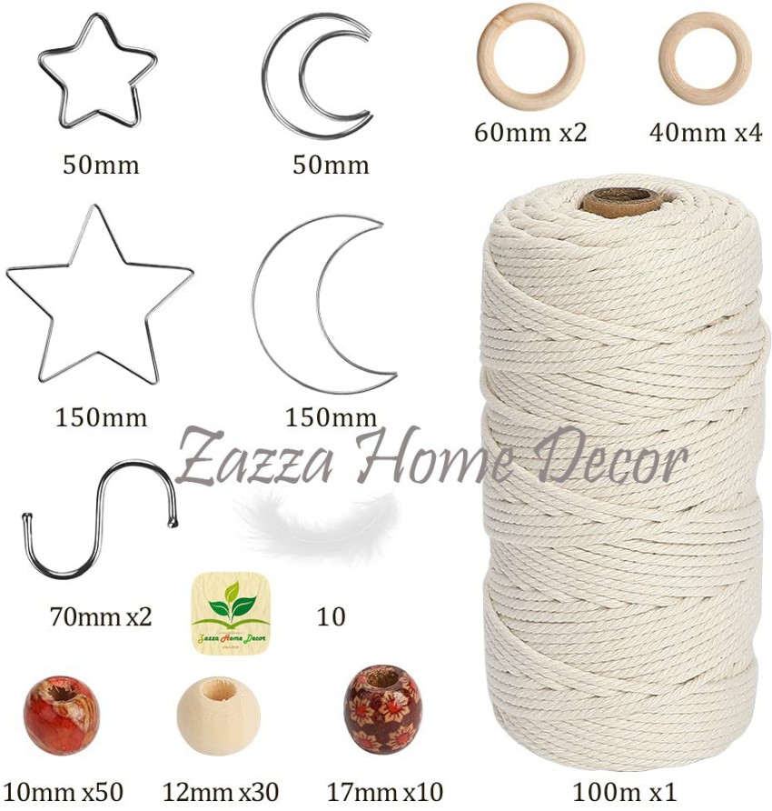 zazza home decor Macrame DIY Macrame Wall Hanging Kit with Macrame Cord,  Metal Moon/Stars, Feather, Wooden Beads/Rings, S Hooks, Macrame Kits for  Adults Beginners - Macrame DIY Macrame Wall Hanging Kit with