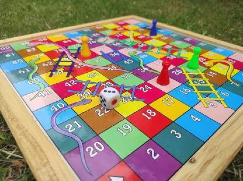 Wooden 2 in 1 Ludo Game /snakes & Ladder Game for Kids/adults. 