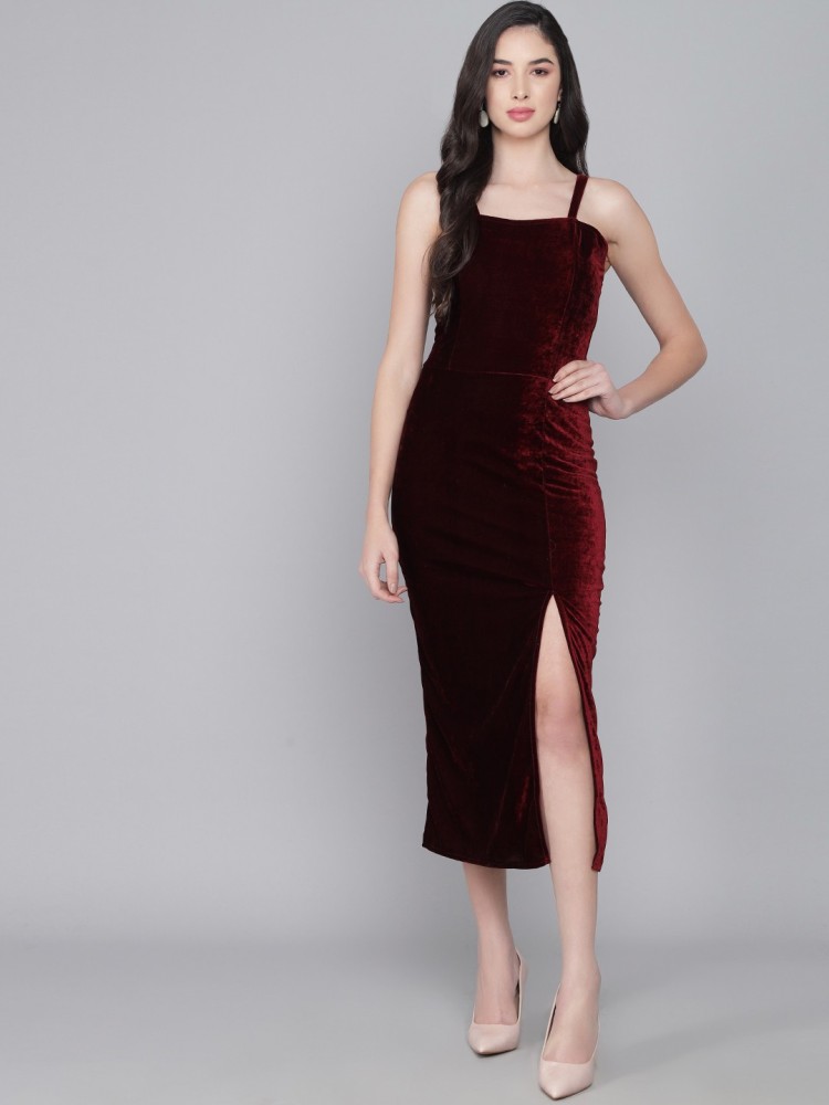 INFITROB Women A-line Maroon Dress - Buy INFITROB Women A-line Maroon Dress  Online at Best Prices in India | Flipkart.com